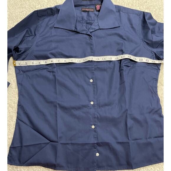 NWT UltraClub Whisper Elite Womens Sz XL Button Up Oxford WrinkleFree Shirt Blue - Picture 5 of 8